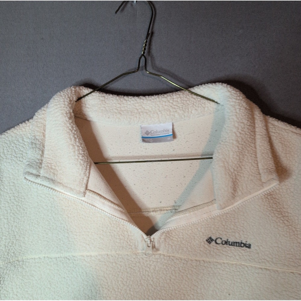 Columbia Sweatshirt Women’s Medium Ivory Quarter Zip Fleece Golf Pullover - Picture 2 of 7